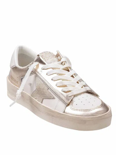 Golden Goose Sneakers Stardan In Leather Color White And Platinum In Silver