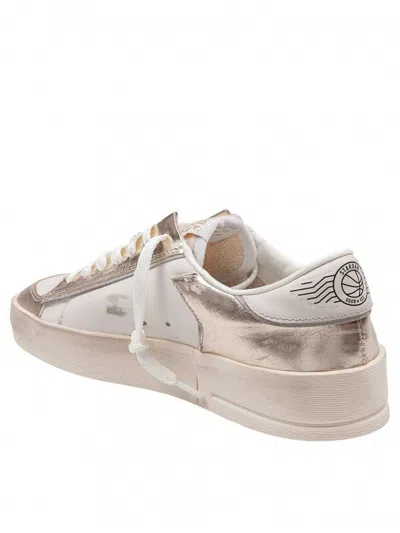 Golden Goose Sneakers Stardan In Leather Color White And Platinum In Silver
