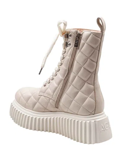 Agl Attilio Giusti Leombruni Quilted Leather Softy Lowboot Ankle Boot In Chalk Color In White