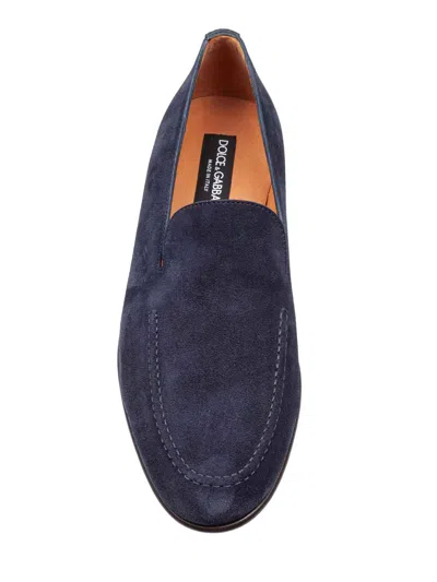 Dolce & Gabbana Logo-embellished Suede Loafers In Blue