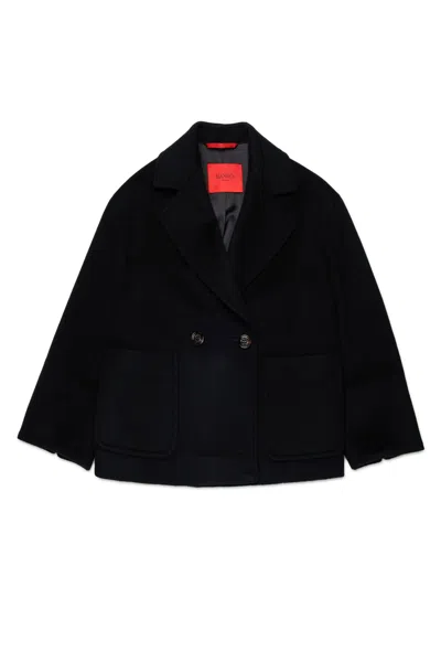 Max & Co Shaved Wool Double-breasted Caban Coat In Black