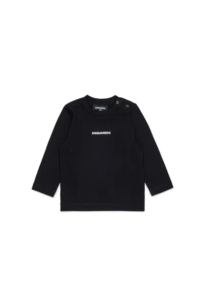 Dsquared2 Long Sleeves Jersey T-shirt With Logo In Black