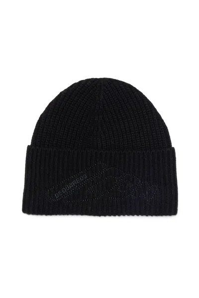 Dsquared2 Wool-blend Beanie With Icon Logo In Black