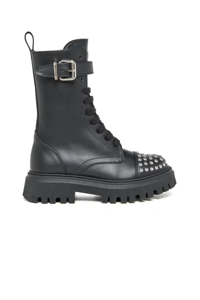 Marni Combat Boots With Studs On The Toe In Black