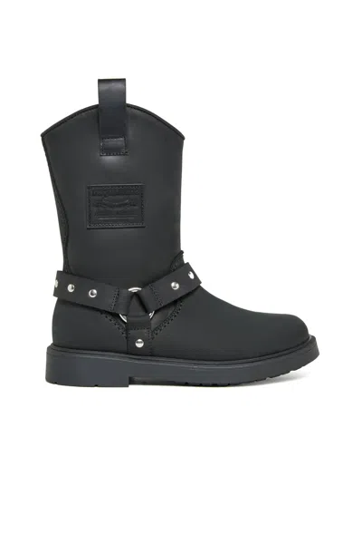 Dsquared2 Biker Boots With Studded Strap In Black