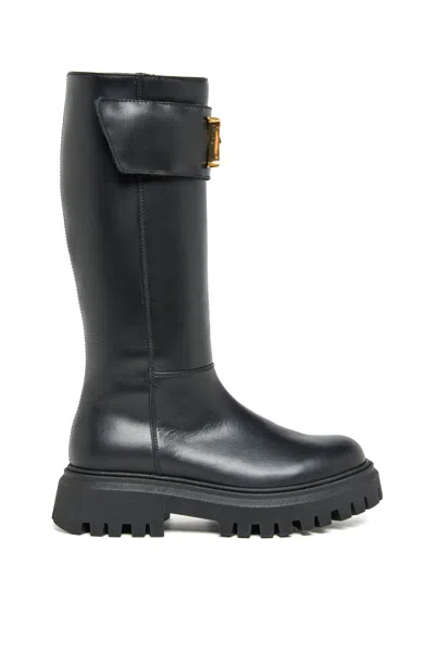 Dsquared2 High Boots With Metal Plate In Black