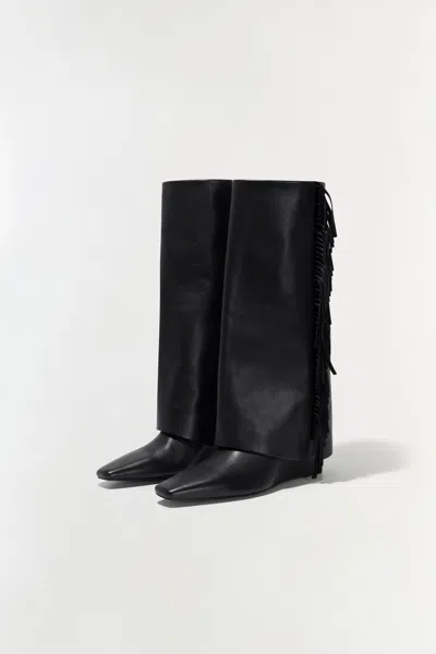 Simkhai Women's Quinn Leather Fringe Boot In Black In Black