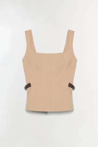 Simkhai Women's Windsor Belted Top In Light Camel In Brown
