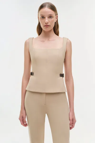 Simkhai Women's Windsor Belted Top In Light Camel In Brown