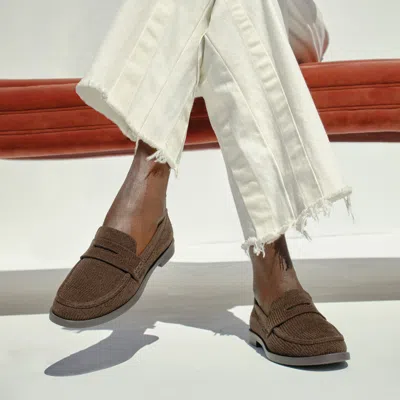 Rothys The Revelvet Penny Loafer In Black In Brown