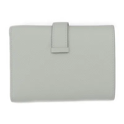 Pre-owned Hermes Bearn Vert Epsom Leather Wallet (tri-fold) () In Green