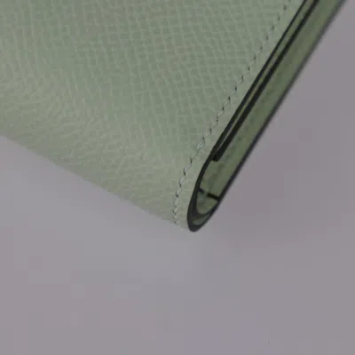 Pre-owned Hermes Bearn Vert Epsom Leather Wallet (tri-fold) () In Green
