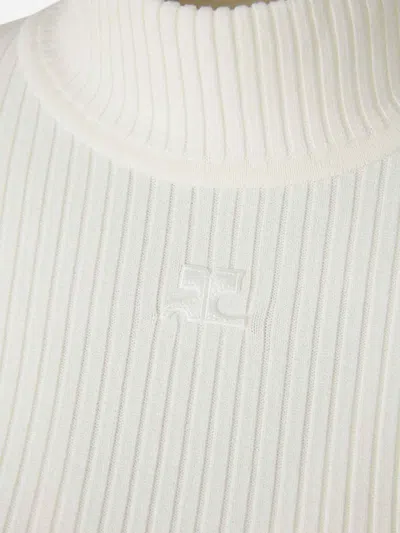 Courrèges High Neck Sweater In White