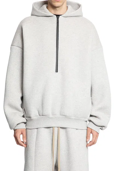 Fear Of God Grey Sweatshirt With Hood And Dropped Shoulders In Cotton Blend Man In Gray