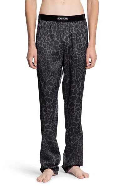 Tom Ford Reflective Leopard Print Pyjamas In Black