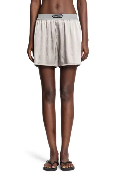 Tom Ford Stretch Silk Satin Pj Shorts In Gray