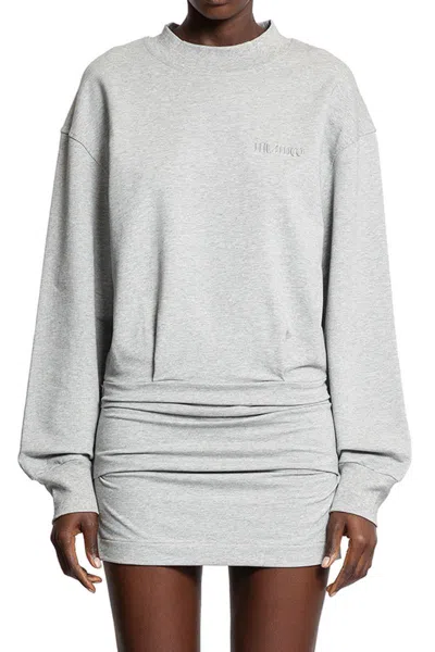 Attico Cotton Jersey Mini Dress In Gray