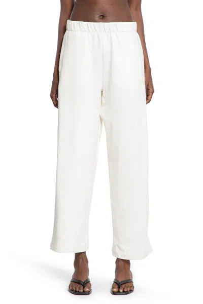 Max Mara Elastic-waistband Silk-cotton Trousers In White