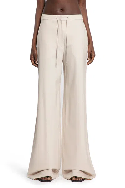 Max Mara Wool Twill Drawstring Trousers In Neutral