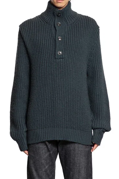 Tom Ford Maglione A Mezza Abbottonatura In Lana Cashmere In Green