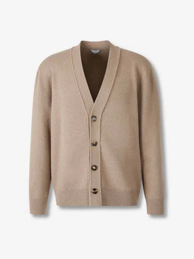 Bottega Veneta Dove Grey Wool Blend Cardigan In Brown