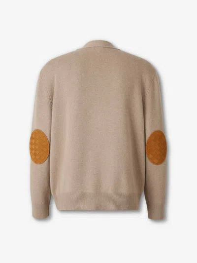 Bottega Veneta Dove Grey Wool Blend Cardigan In Brown