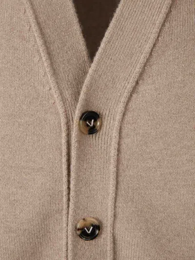 Bottega Veneta Dove Grey Wool Blend Cardigan In Brown