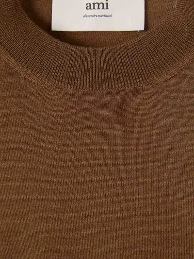 Ami Alexandre Mattiussi Ami Paris Women Ami De Coeur Crewneck Sweater In Brown