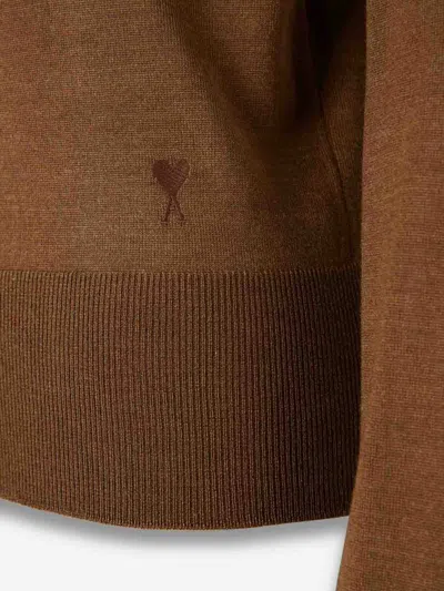 Ami Alexandre Mattiussi Ami Paris Women Ami De Coeur Crewneck Sweater In Brown