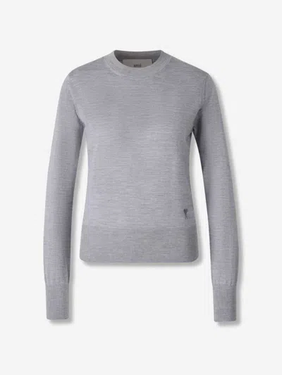 Ami Alexandre Mattiussi Crew Neck Long-sleeved Sweater In Gray