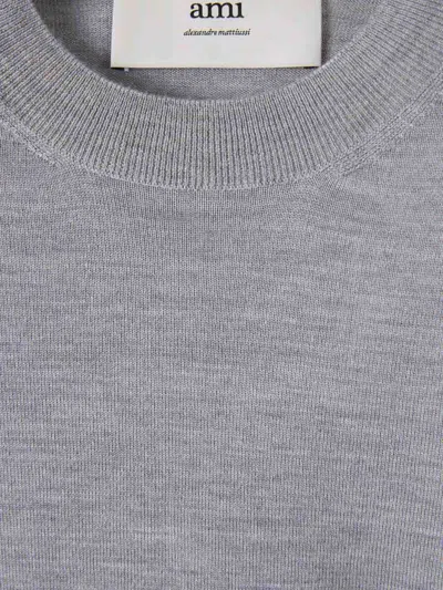 Ami Alexandre Mattiussi Crew Neck Long-sleeved Sweater In Gray