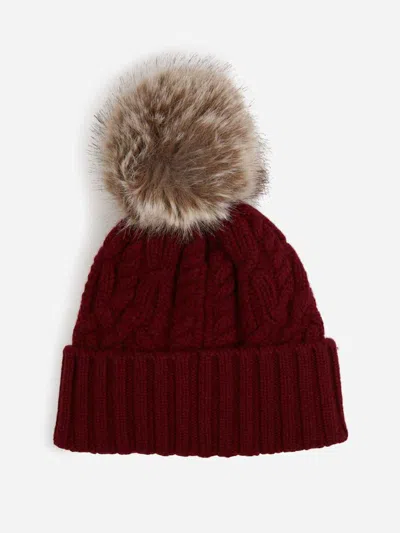 Moncler Cashmere Hat With Pom-pom In Burgundy