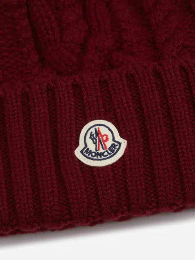 Moncler Cashmere Hat With Pom-pom In Burgundy