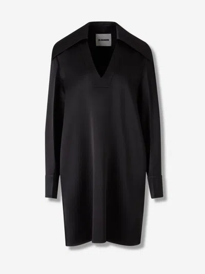Jil Sander Oversized-collar Shirt Dress In Black