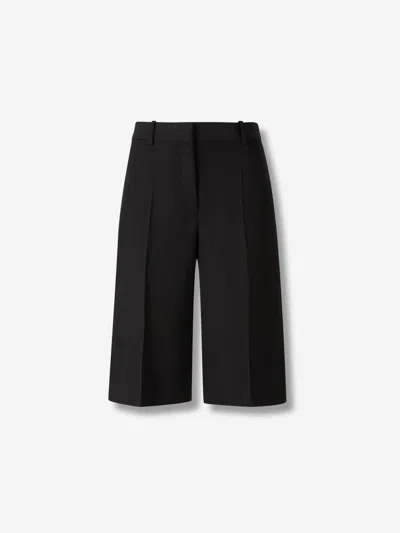 Jil Sander Black Viscose Silk Blend Straight Shorts In Black