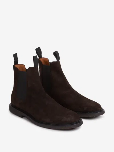 Common Projects Chelsea Classic Ankle Boots In Black Suede In Blue