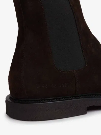 Common Projects Chelsea Classic Ankle Boots In Black Suede In Blue