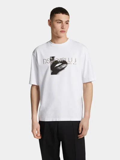 Dsquared2 Graphic Print Crew Neck Short Sleeve T-shirt In White
