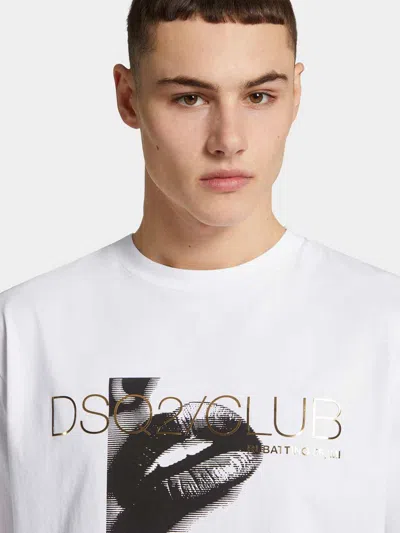 Dsquared2 Graphic Print Crew Neck Short Sleeve T-shirt In White