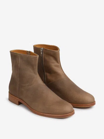 Common Projects Waxed Suede Side-zip Boots In Brown