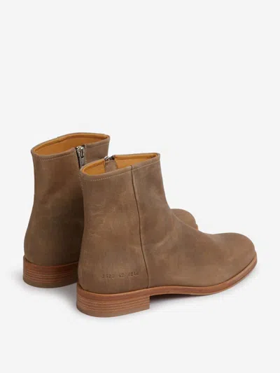 Common Projects Waxed Suede Side-zip Boots In Brown