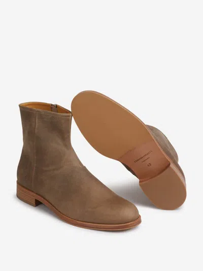Common Projects Waxed Suede Side-zip Boots In Brown