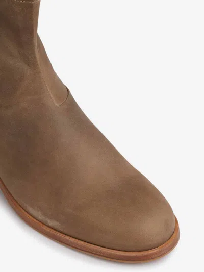 Common Projects Waxed Suede Side-zip Boots In Brown