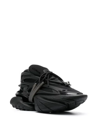 Balmain Neoprene And Leather Low-top Unicorn Sneakers In Black