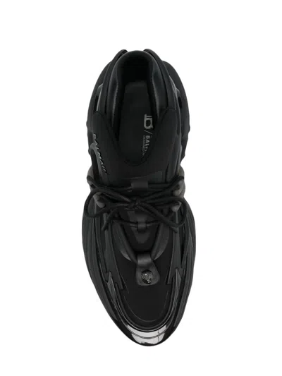 Balmain Neoprene And Leather Low-top Unicorn Sneakers In Black