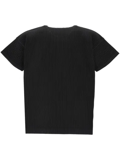 Issey Miyake Pleated Short-sleeved T-shirt In Black