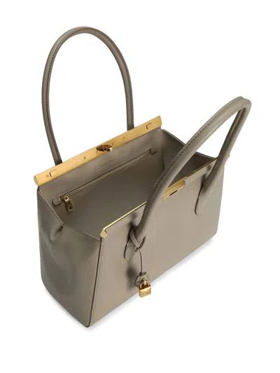 Dolce & Gabbana Marlene Everyday Shoulder Bag In Grained Leather In Gray