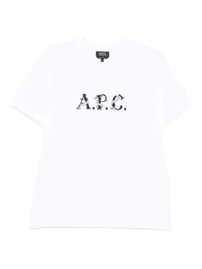 Apc Logo-print Organic Cotton Hugo T-shirt In White