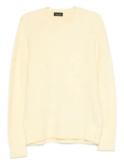 Roberto Collina Round Neck Knit Sweater With Long Sleeves In Yellow