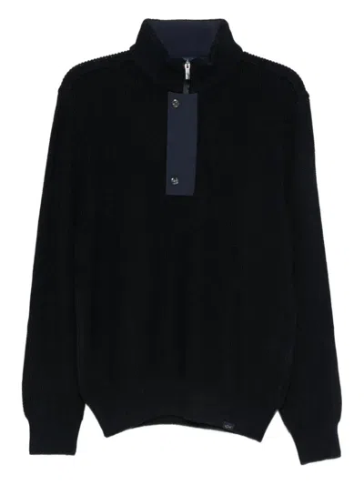 Paul & Shark High Collar Knitwear Featuring Button Detail In Black